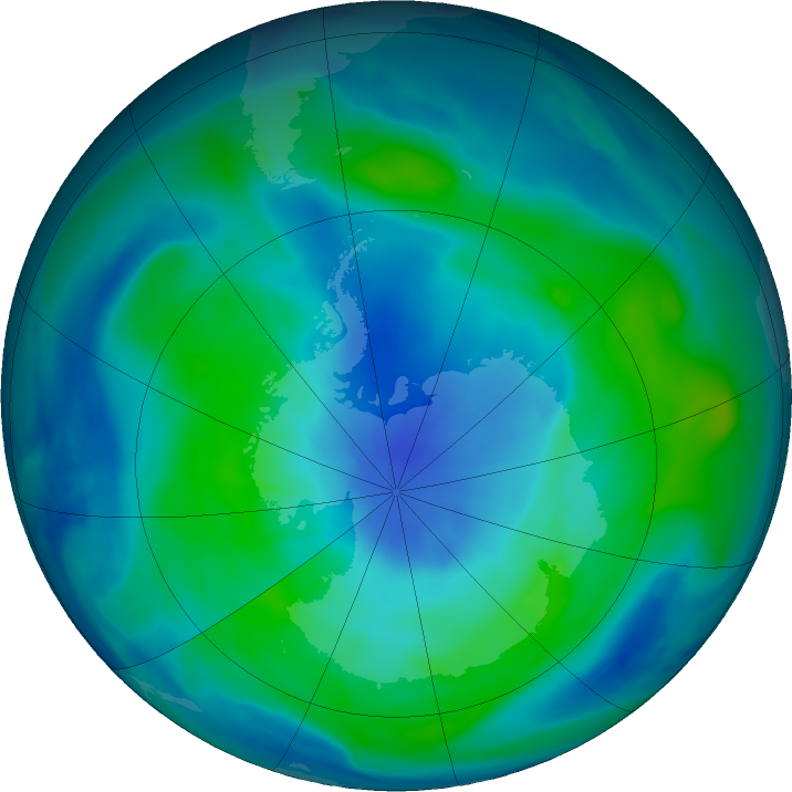 Antarctic ozone map for 10 March 2018